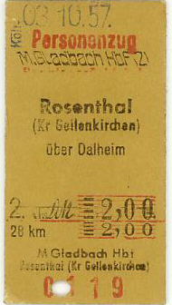 Fahrkarte Mönchengladbach-Rosenthal