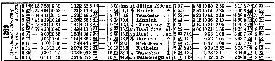 Fahrplan von 1913