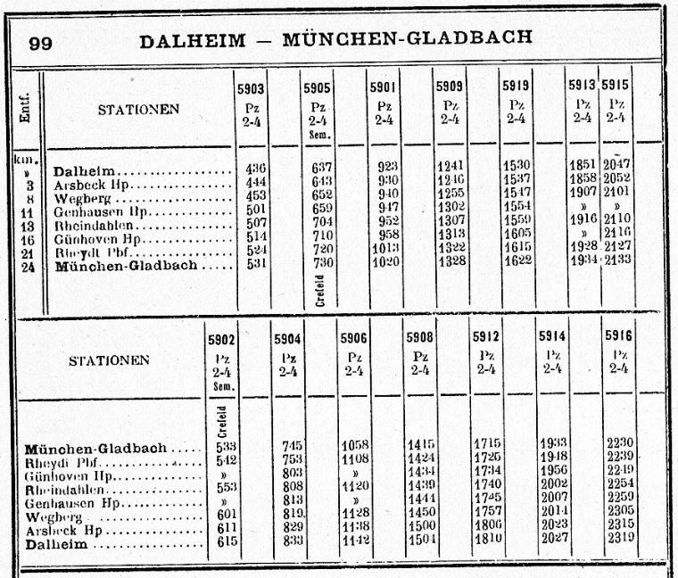 Fahrplan von 1924