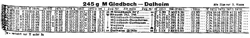 Fahrplan von 1952