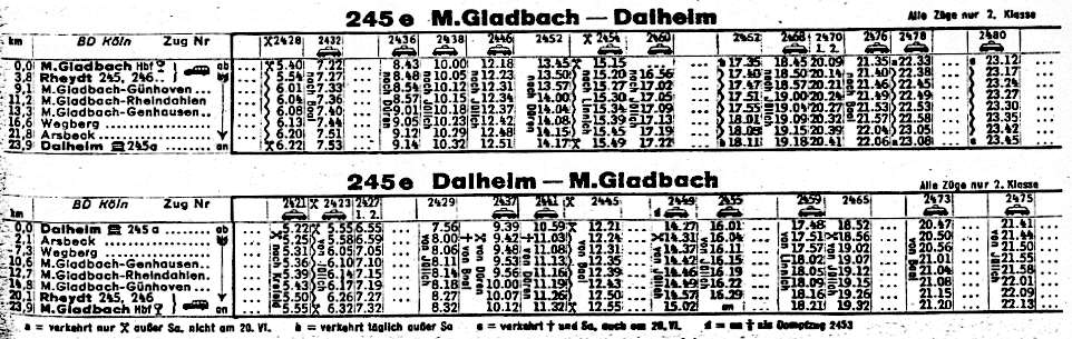 Fahrplan von 1957